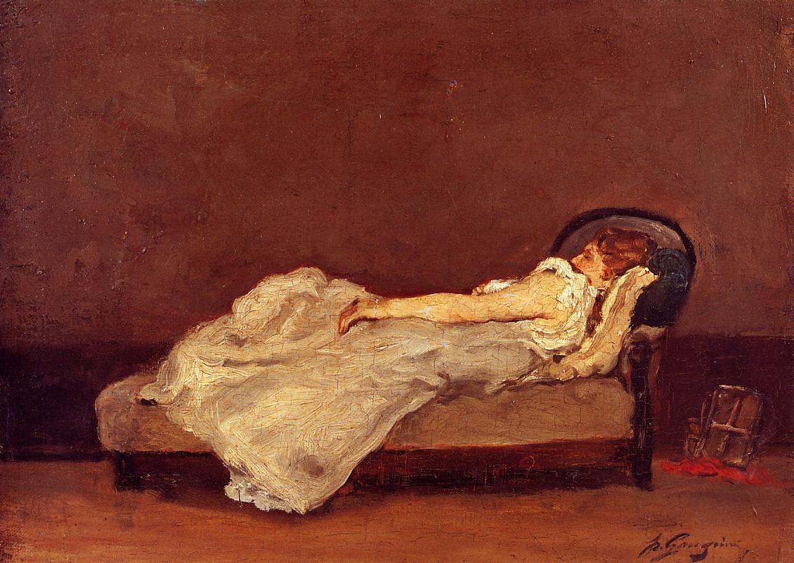 Mette asleep on a sofa 1875